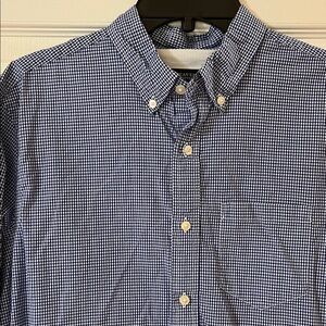 American Eagle Outfitters Navy Checkered Button Down Shirt